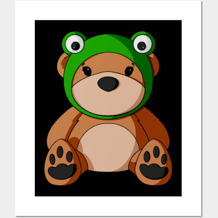 Frog Hat Teddy Bear Posters and Art